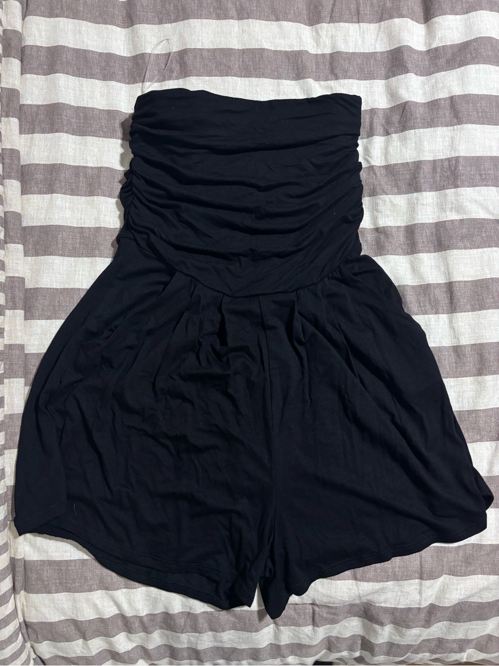 Source Unknown Black Strapless Ruched Mini Dress